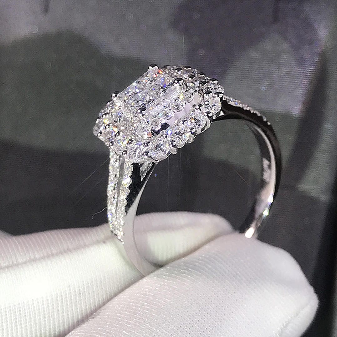 Square Zirconia Engagement Ring