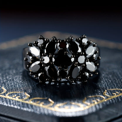 Sparkling black zirconia ring