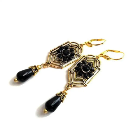 Black Crystal Teardrop Earrings