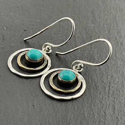 Boho Saturn-øreringe turkis og guld
