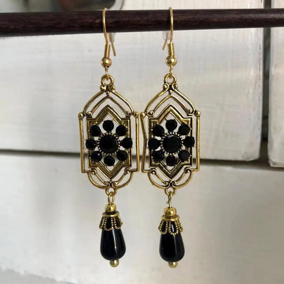 Black Crystal Teardrop Earrings