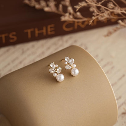 Freshwater Pearl Flower Cluster Stud Earrings