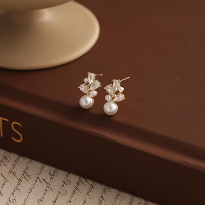 Freshwater Pearl Flower Cluster Stud Earrings