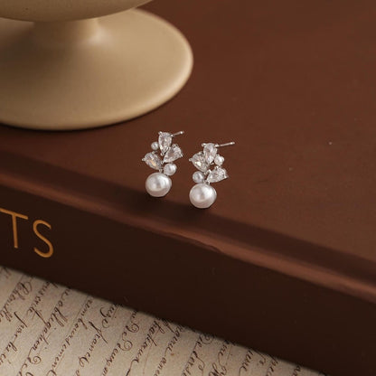 Freshwater Pearl Flower Cluster Stud Earrings