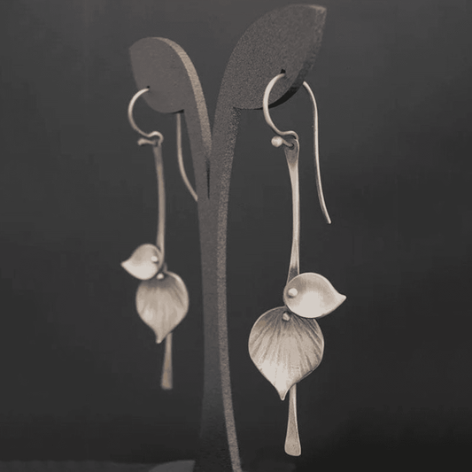 Vintage Earrings with Silver Leaves