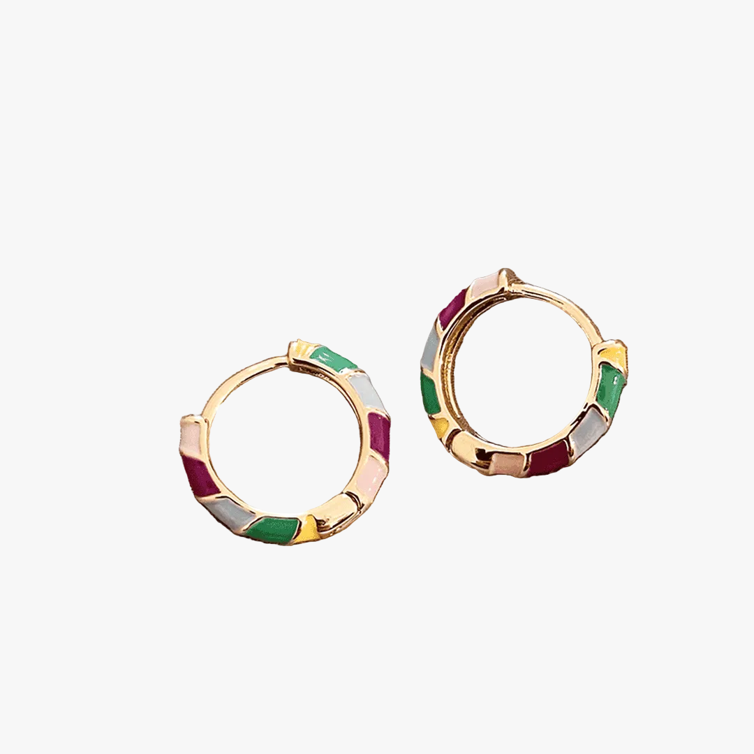 Chic golden enamel earrings