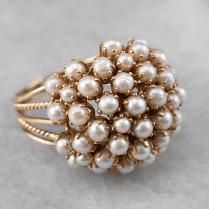 Handmade ring with inlaid pearls