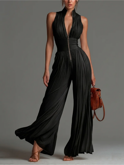 ZSÓFIA JUMPSUIT – PLISSERET CHIFFON MED BLOMSTER