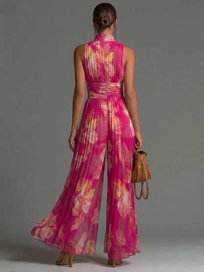 ZSÓFIA JUMPSUIT – PLISSERET CHIFFON MED BLOMSTER