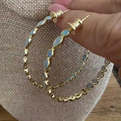 Vintage blue opal ring earrings