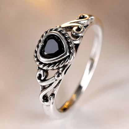 Onyx Hjerte Zirconia Ring