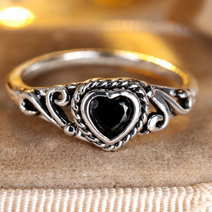 Onyx Hjerte Zirconia Ring