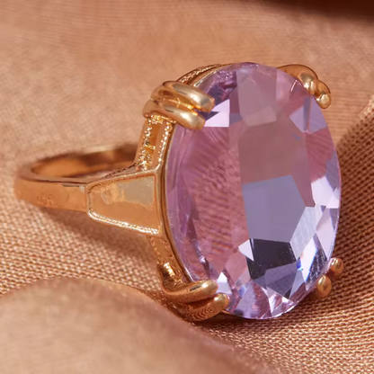 Minimalist Charming Oval Rings with Purple Stone