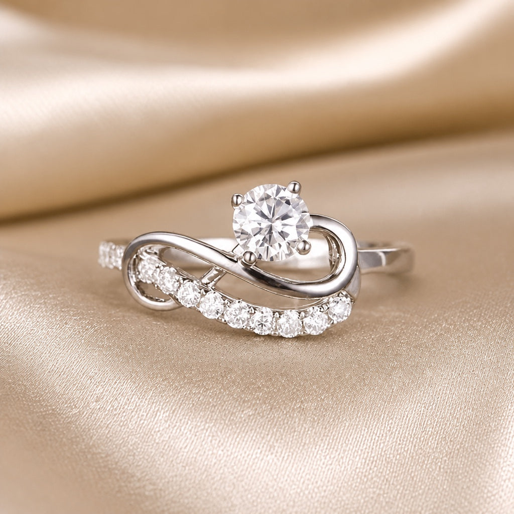 Hvidguld Infinity Hvirvel Bølge Moissanite Ring